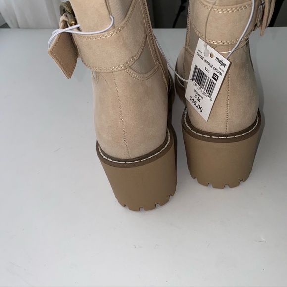 FALLS CREEK New $45 Womens 8 Creame Faux Suede Dulce Wedge Boot Shoe *200 - Picture 7 of 8